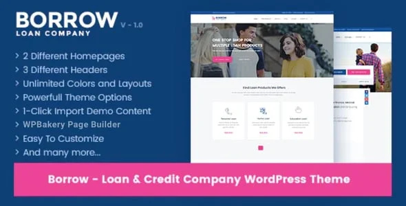 Borrow - Loan Company Responsive WordPress Theme — homepage layout