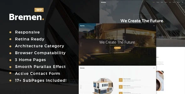 Bremen - Architecture & Interior Design WordPress Theme — homepage layout