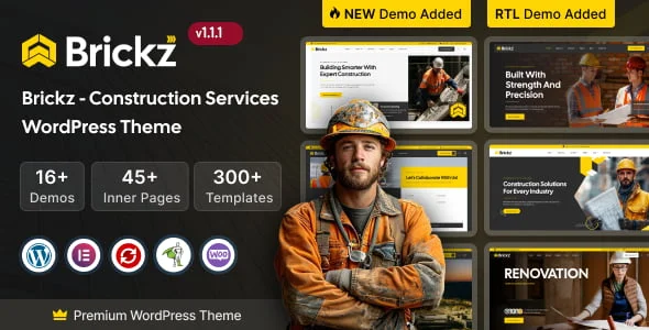Brickz – Construction WordPress Theme — homepage layout