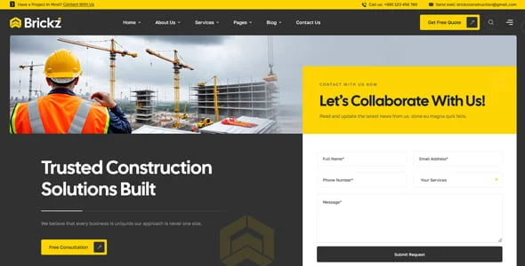 Brickz – Construction WordPress Theme — interior page design