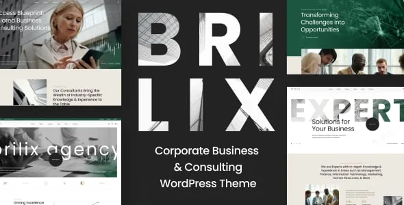 Brilix - Corporate Business & Consulting WordPress Theme — homepage layout
