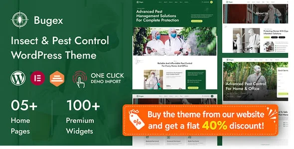 Bugex - Insect Extermination & Pest Control WordPress Theme — homepage layout