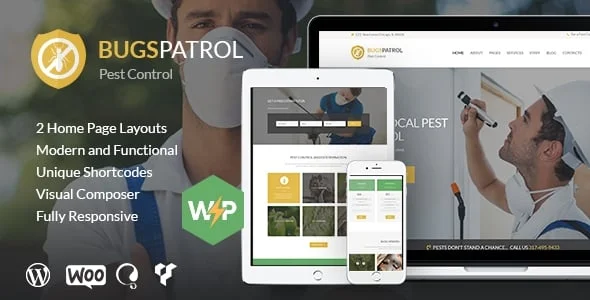 BugsPatrol - Pest Control  & Disinsection Services WordPress Theme — homepage layout