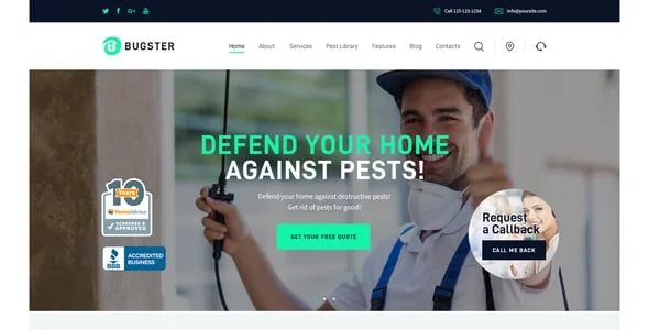 Bugster | Bugs & Pest Control WordPress Theme for Home Services — interior page design
