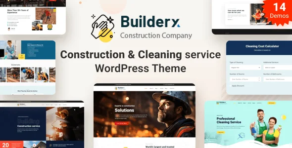 Builderx - Construction & Cleaning service WordPress Theme — homepage layout