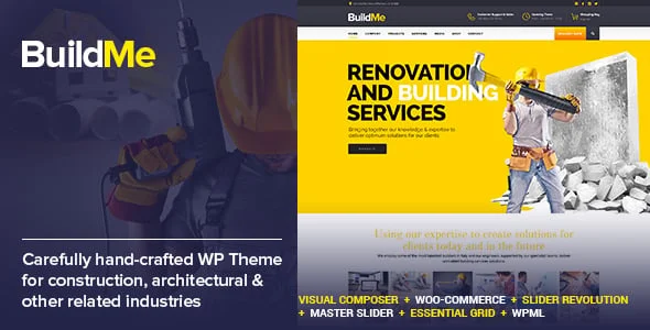 BuildMe - Construction & Architectural WP Theme — homepage layout