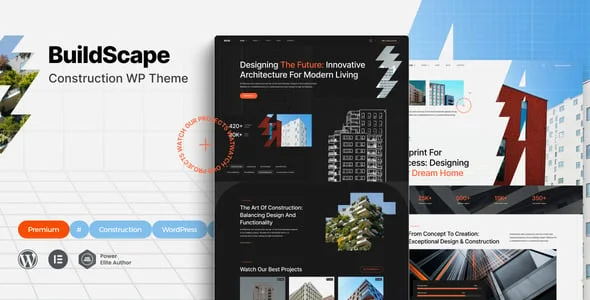 BuildScape - Construction & Architecture WordPress Theme — homepage layout
