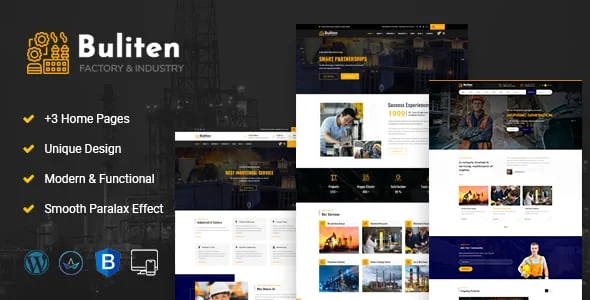 Buliten-Factory & Industry WordPress Theme — homepage layout