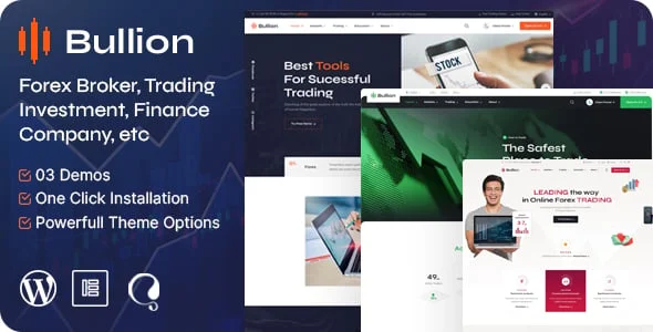 Bullion - Forex Broker & Trading WordPress Theme — homepage layout