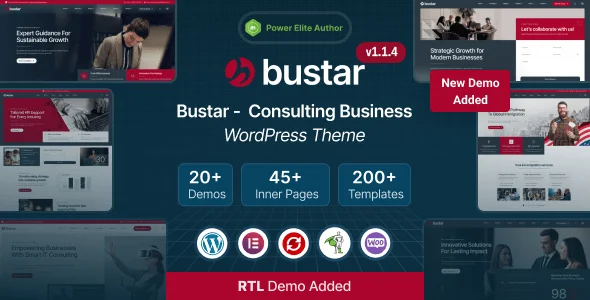 Bustar – Business Consulting WordPress Theme — homepage layout