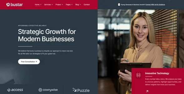 Bustar – Business Consulting WordPress Theme — interior page design