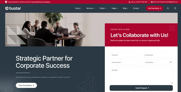 Bustar – Business Consulting WordPress Theme — design detail view