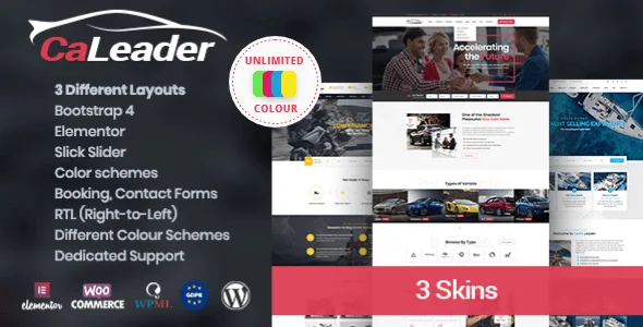 CaLeader - Car Dealer WordPress Theme — homepage layout