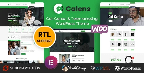 Calens - Call Center Services WordPress Theme — homepage layout