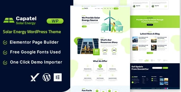 Capatel – Solar Energy WordPress Theme — homepage layout