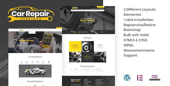 Car Repair Services & Auto Mechanic WordPress Theme + RTL — homepage layout