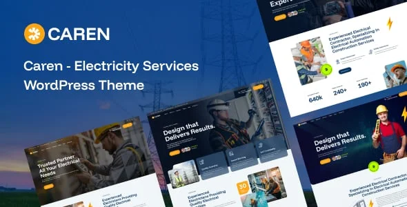 Caren - Electricity Services WordPress Theme — homepage layout