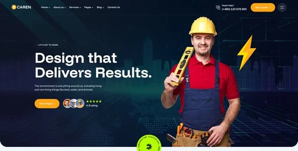 Caren - Electricity Services WordPress Theme — blog and article listing