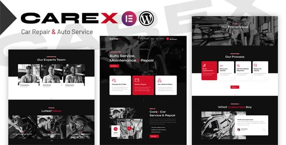Carex - Car Repair & Auto Service Elementor WordPress Theme — homepage layout