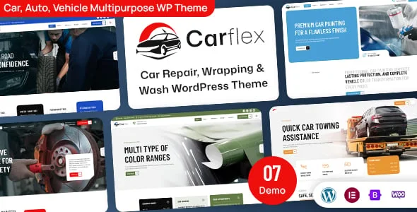 Carflex – Car Repair, Wrapping & Wash WordPress Theme — homepage layout