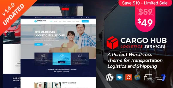 Cargo HUB - Transportation and Logistics WordPress Theme — homepage layout