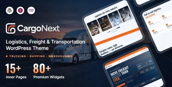 CargoNext – Logistics, Freight & Transportation WordPress Theme WordPress theme homepage layout for a air freight business website