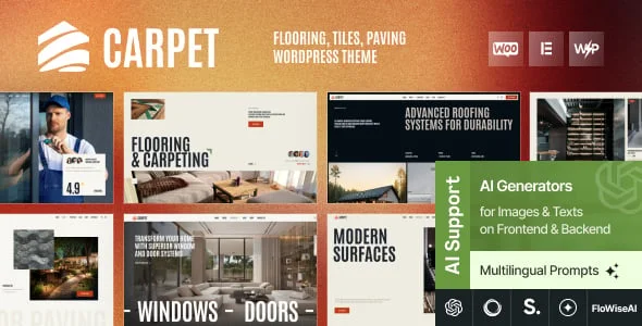 Carpet - Flooring, Carpenter & Wood WordPress Theme + Tiles & Paving — homepage layout