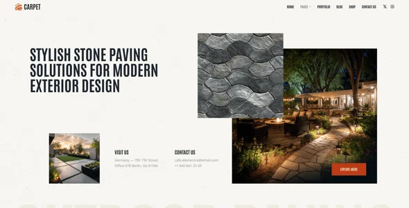 Carpet - Flooring, Carpenter & Wood WordPress Theme + Tiles & Paving — design detail view