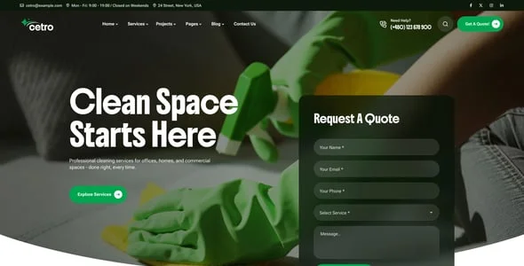 Cetro - Cleaning Service WordPress Theme — design detail view