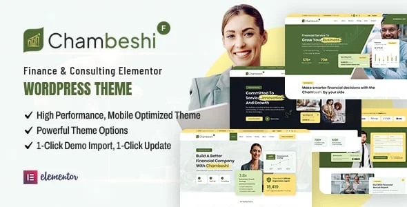Chambeshi - Finance & Consulting Elementor WordPress Theme — homepage layout