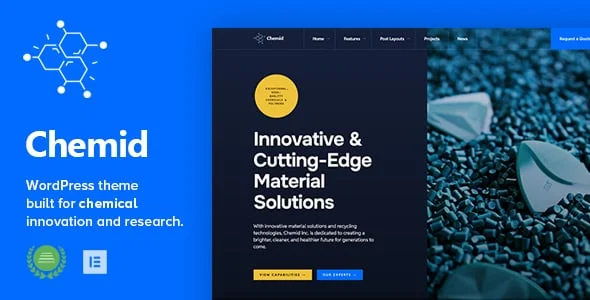 Chemid - Chemical Industry WordPress Theme — homepage layout