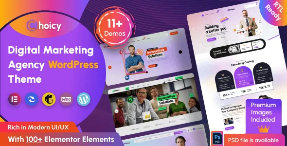 Choicy - Digital Marketing Agency WordPress — homepage layout