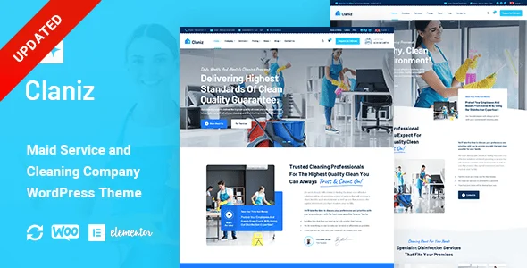 Claniz - Cleaning Services WordPress Theme — homepage layout