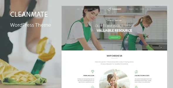 CleanMate - Cleaning WordPress Theme — homepage layout