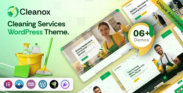 Cleanox - Cleaning Services WordPress Theme — homepage layout