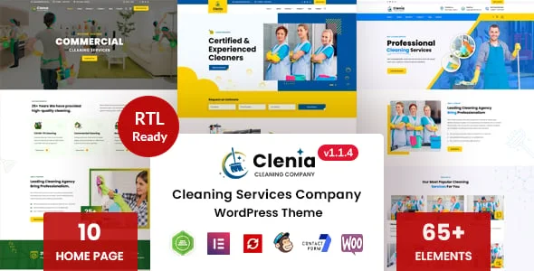 Clenia - Cleaning Services WordPress Theme — homepage layout