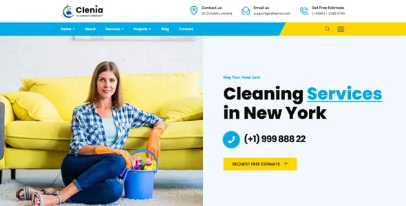 Clenia - Cleaning Services WordPress Theme — design detail view
