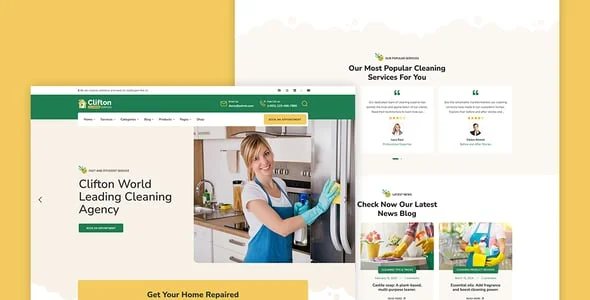 Clifton - Cleaning Service Agency WordPress Theme — design detail view