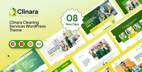 Clinara - Cleaning Services WordPress Theme — homepage layout
