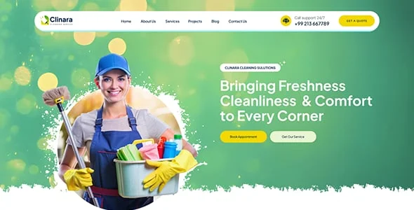 Clinara - Cleaning Services WordPress Theme — design detail view