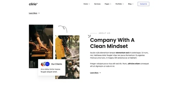 Clirio - Cleaning & Handyman WordPress Theme — interior page design