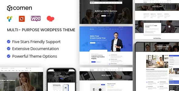Comen | Multi-purpose Business WordPress Theme — homepage layout