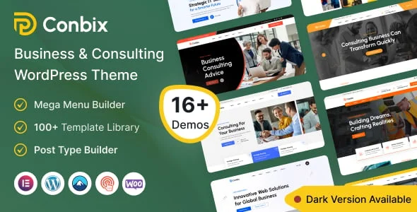 Conbix - Business Consulting WordPress Theme — homepage layout