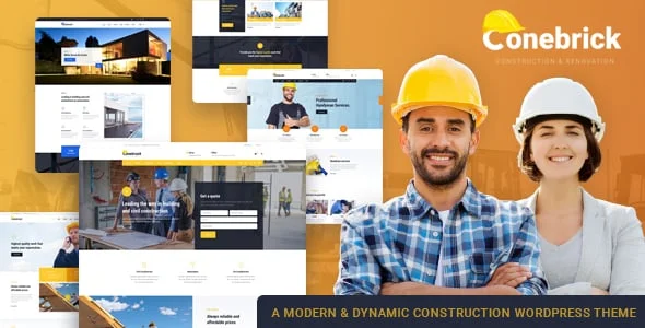 Conebrick - Building Construction Factory WordPress Theme — homepage layout
