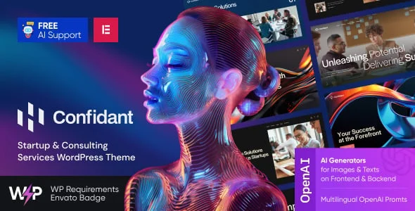 Confidant - Startup & Consulting Services WordPress Theme — homepage layout