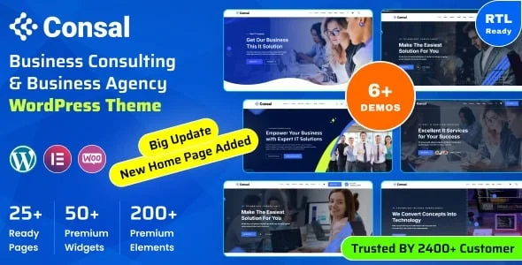 Consal - Business Consulting & Business Agency WordPress Theme — homepage layout