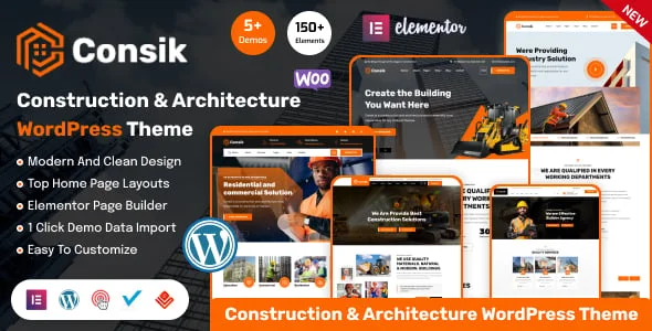 Consik - Construction, Building & Architecture WordPress Theme — homepage layout
