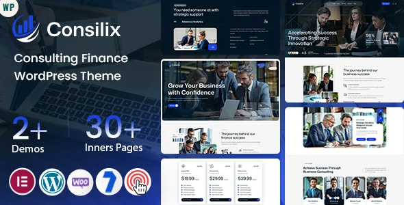 Consilix - Consulting Finance WordPress Theme WordPress theme homepage layout for a accountant business website