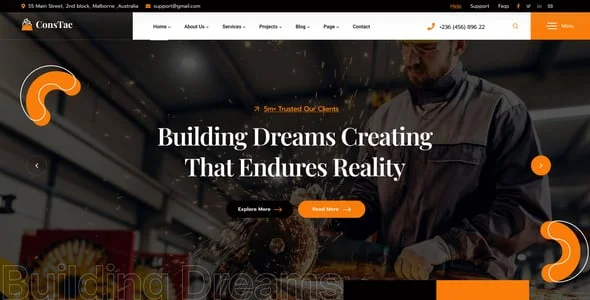 ConsTac - Construction & Building WordPress Theme Multipurpose — blog and article listing