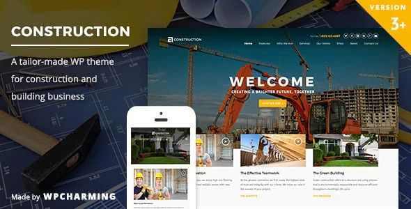 Construction WordPress Theme — homepage layout